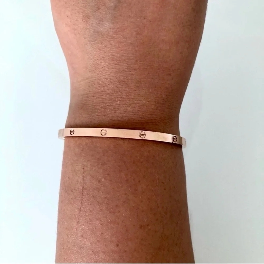 Generic Small Model Screw Cuff Bangle Bracelet with Screwdriver in Rose Gold